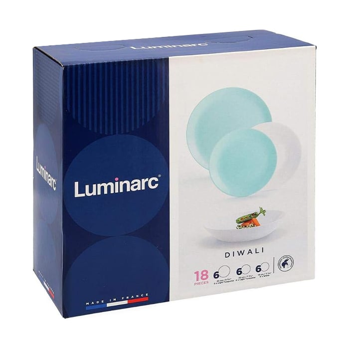 Столовий сервіз Luminarc Diwali Light Turquoise &amp; White, 18 предметів (P5912)